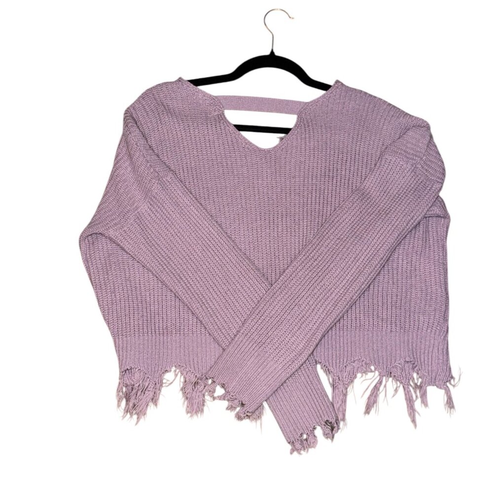 PURPLE BOHO CROP TOP SWEATER - Picture 2 of 2